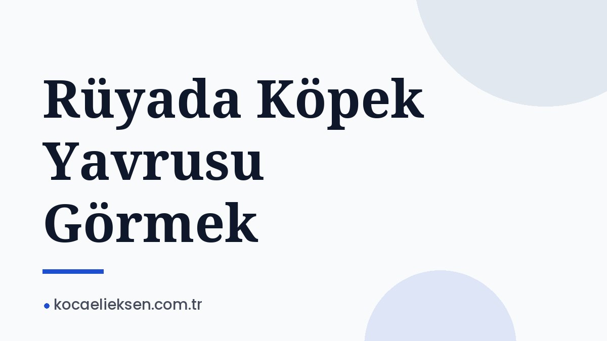 Rüyada Köpek Yavrusu Görmek Rüyada Köpek Yavrusu Görmek